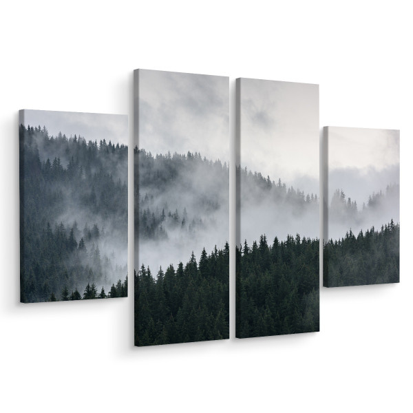 Obraz 4-Częściowy Las we Mgle Pejzaż 3D 80x60cm 136648