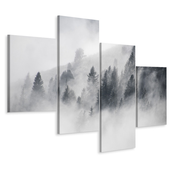Obraz 4-Częściowy Las We Mgle Widok 3D 240x150cm 138090