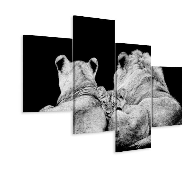 Obraz 4-Częściowy Lwia Rodzina NATURA 3D 160x100cm 138016