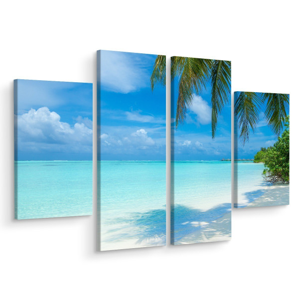 Obraz 4-Częściowy MALEDIWY Plaża Morze 3D 200x150cm 136634