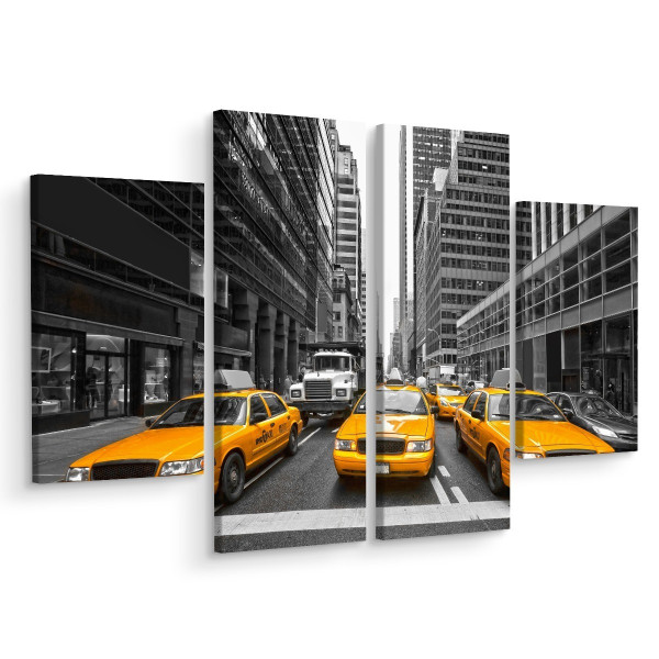 Obraz 4-Częściowy Nowy Jork Taxi Miasto 3D 80x60cm 138050