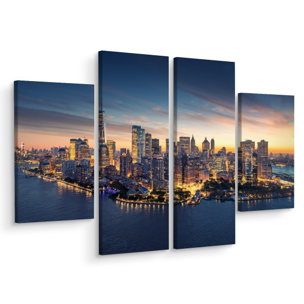 Obraz 4-Częściowy PANORAMA NYC Horyzont 3D 160x120cm 137073