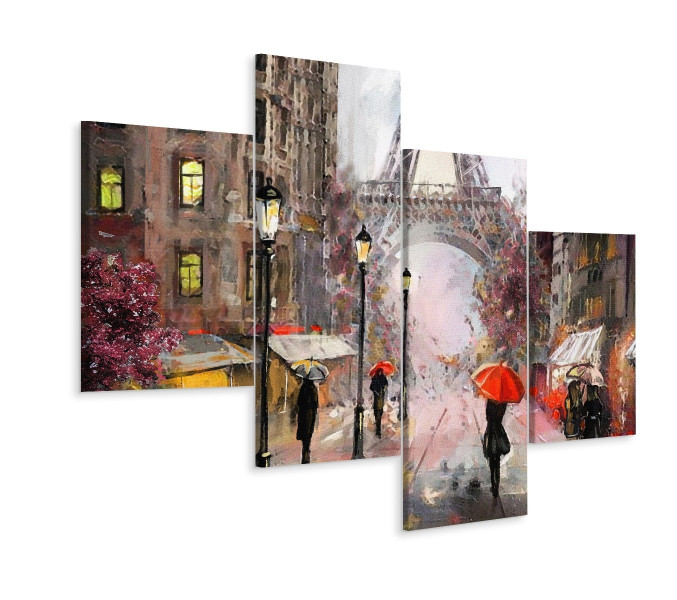 Obraz 4-Częściowy PARYŻ Ulica Pejzaż 3D 120x75cm 136154