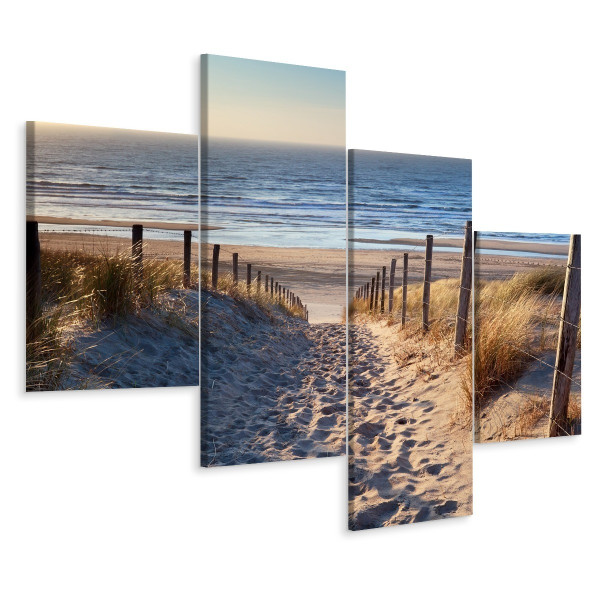Obraz 4 Częściowy Plaża nad Morzem Północnym 3D 240x150cm 136927