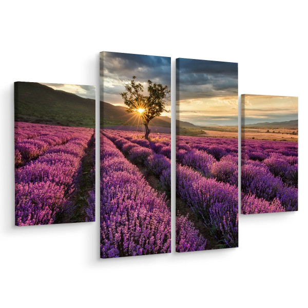 Obraz 4-Częściowy Pole LAWENDY Pejzaż 3D 120x90cm 136829