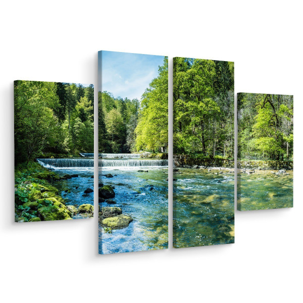 Obraz 4-Częściowy Widok Na Piękny Wodospad 3D 200x150cm 136906