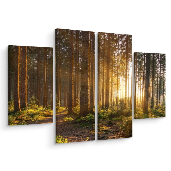 Obraz 4-Częściowy ZACHÓD SŁOŃCA Pejzaż 3D 80x60cm 138430