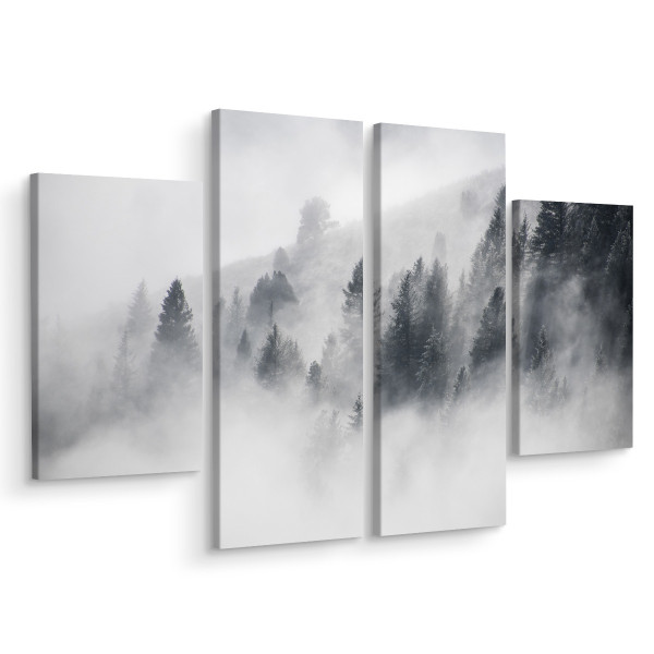 Obraz 4-Częściowy Zamglony Las DRZEWA 3D 120x90cm 136837