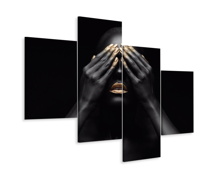 Obraz 4 Częściowy Złoty MAKE UP Abstrakcja 120x75cm 137893