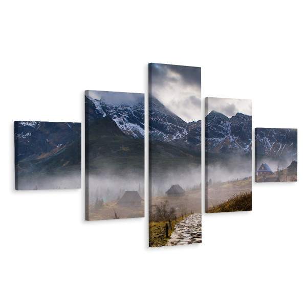 Obraz 5-Częściowy GÓRY we Mgle Pejzaż 3D 200x120cm 138526