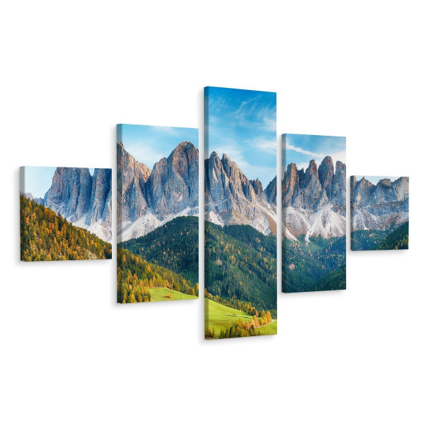 Obraz 5-Częściowy LAS w Górach Pejzaż 3D 150x90cm 138521