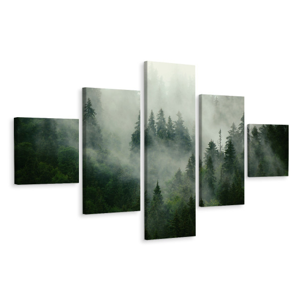 Obraz 5 Częściowy Las We Mgle Pejzaż 3D 250x150cm 138513