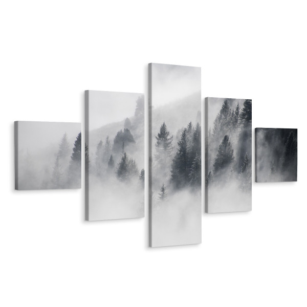 Obraz 5-Częściowy Mglisty Las Pejzaż 3D 250x150cm 136958