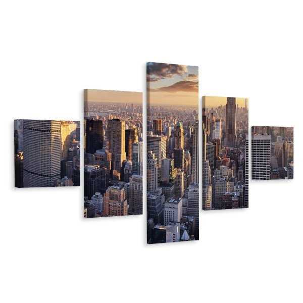 Obraz 5-Częściowy Panorama NYC Efekt 3D 200x120cm 135884