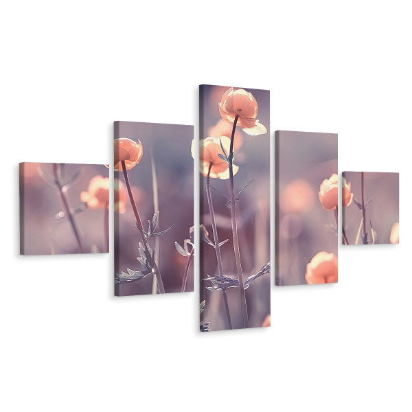 Obraz 5-Częściowy Polne KWIATY Natura 3D 150x90cm 138473