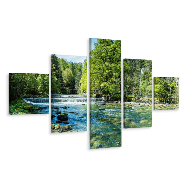 Obraz 5-Częściowy Widok Na Górską Rzekę 250x150cm 138519