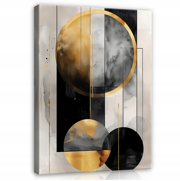 Obraz Abstrakcja Art Deco Złoto Na Płótnie Ścianę Do Sypialni Salonu 120X80 520345
