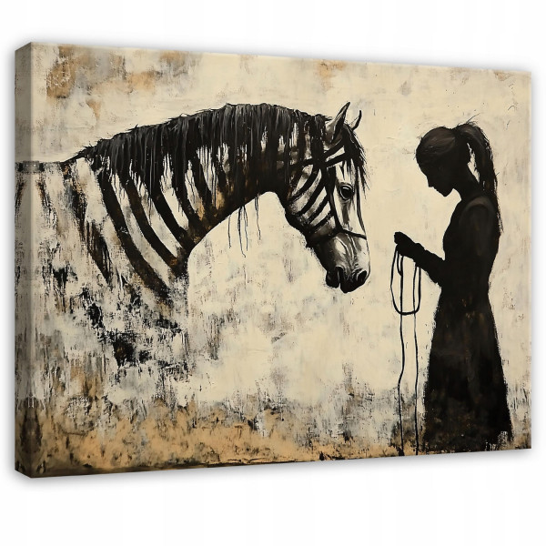 Obraz Abstrakcja Beżowy Banksy Zebra Do Sypialni Salonu Na Płótnie 60X40 575806