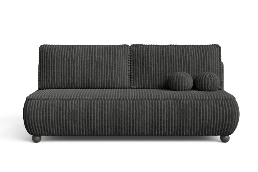 Sofa rozkładana z pojemnikiem Nova szary gruby sztruks czarne nóżki 939834