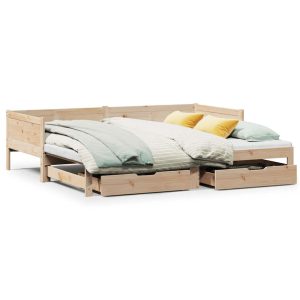Sofa Rozsuwana Łóżko Drewniane Rama Łóżka z Szufladami Brązowa 80×200 cm 845469 Sofa Rozsuwana Łóżko Drewniane Rama Łóżka z Szufladami Brązowa 80×200 cm 845469
