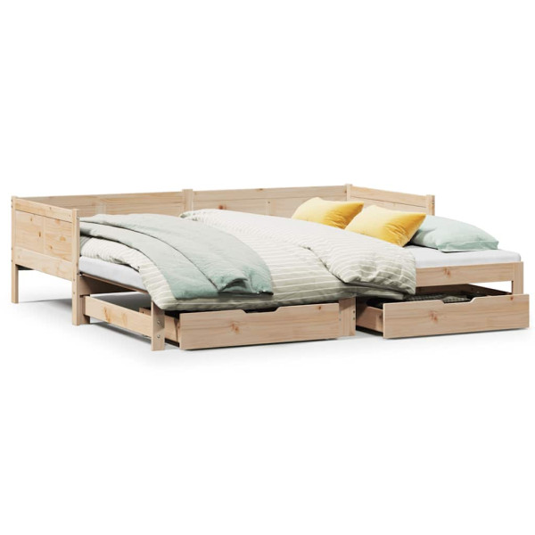 Sofa Rozsuwana Łóżko Drewniane Rama Łóżka z Szufladami Brązowa 80x200 cm 845469