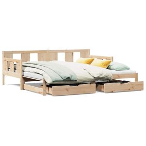 Sofa Rozsuwana Łóżko Drewniane Rama Łóżka z Szufladami Brązowa 90×190 cm 845435 Sofa Rozsuwana Łóżko Drewniane Rama Łóżka z Szufladami Brązowa 90×190 cm 845435