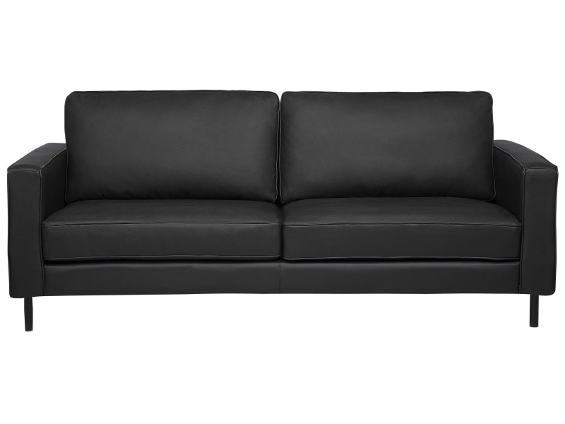 Sofa skórzana czarna retro metalowe nóżki 191096