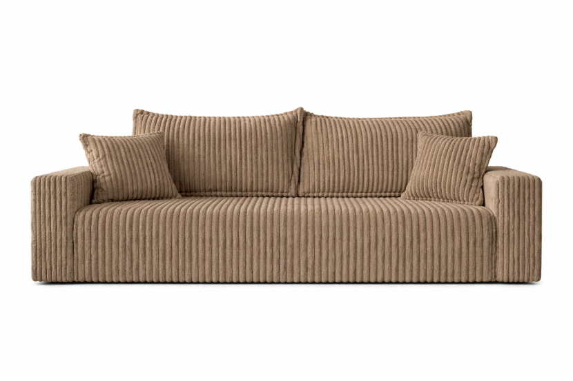 Sofa SOFIA jasny brąz funkcja spania sztruks 927947