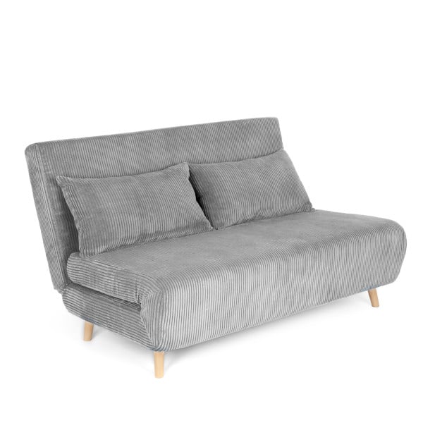 Sofa SOLACE 2-osobowa, z funkcją spania sztruksowa szara 140x91x84 cm HOMLA 958857