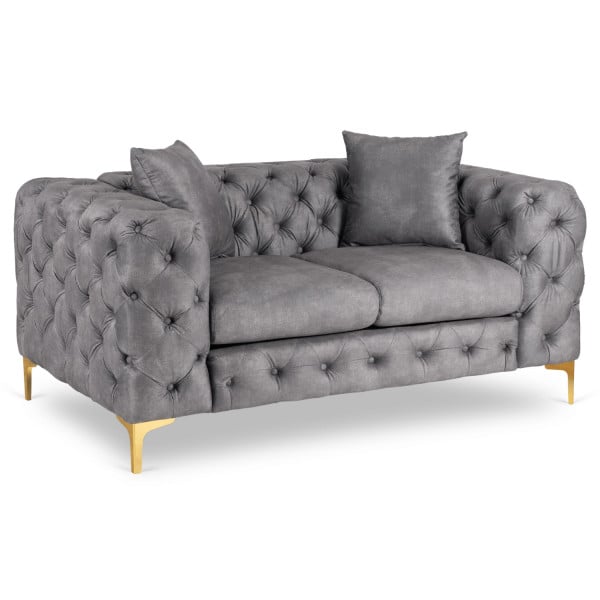 Sofa SORRENTO 2S Dwuosobowa Szara Welurowa Nowoczesna Glamour 870869