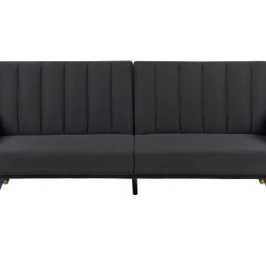 Sofa tapczan rozkładana czarna tapicerowana 281230 Sofa tapczan rozkładana czarna tapicerowana 281230