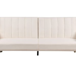 Sofa tapczan rozkładana jasnobeżowa tapicerowana 281227 Sofa tapczan rozkładana jasnobeżowa tapicerowana 281227