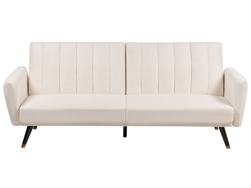 Sofa tapczan rozkładana jasnobeżowa tapicerowana 281227