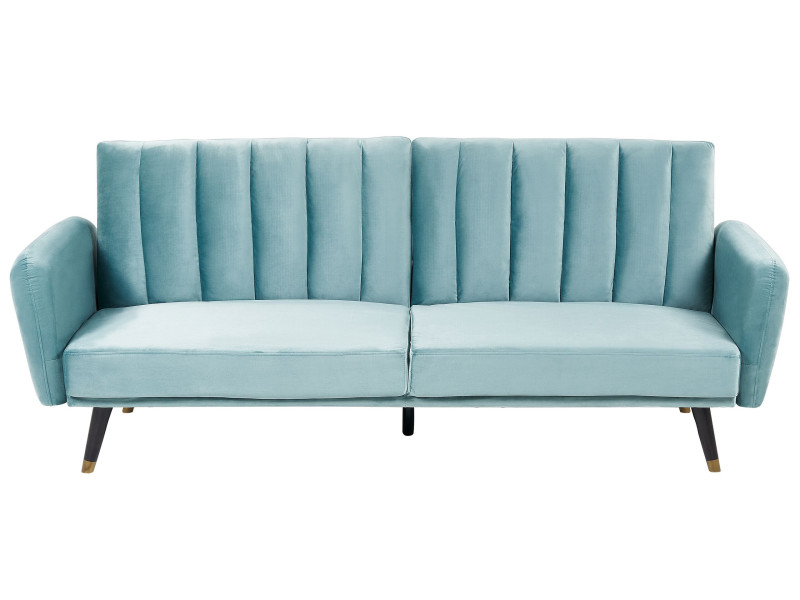 Sofa tapczan rozkładana jasnoniebieska welur 191359