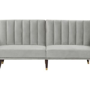 Sofa tapczan rozkładana jasnoszara welur 124036 Sofa tapczan rozkładana jasnoszara welur 124036
