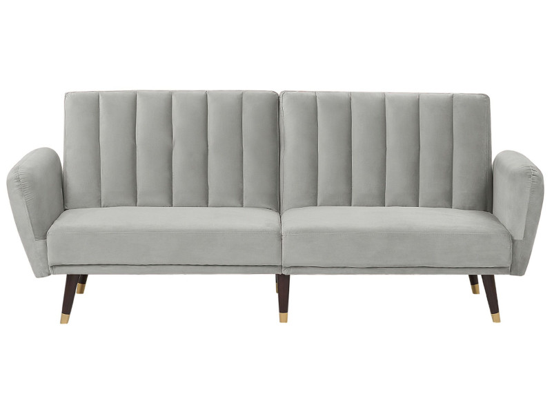 Sofa tapczan rozkładana jasnoszara welur 124036