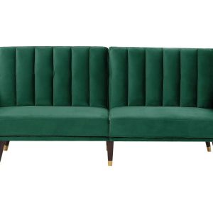 Sofa tapczan rozkładana zielona welur 124107 Sofa tapczan rozkładana zielona welur 124107