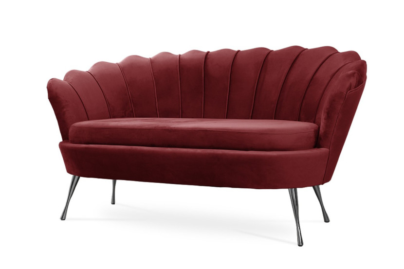 Sofa tapicerowana do salonu Muszelka / czerwona NogaSrebrny 318252