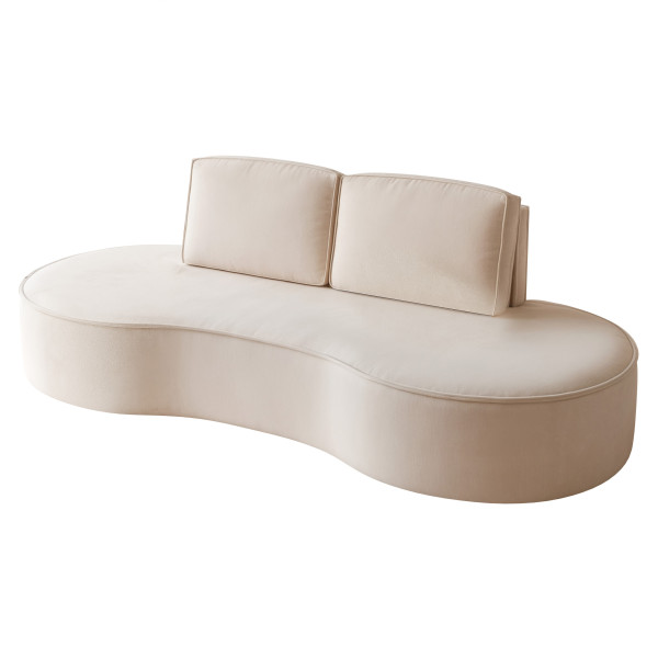 Sofa tapicerowana do salonu SOFIA o zaokrąglonych bokach - cappuccino 704048