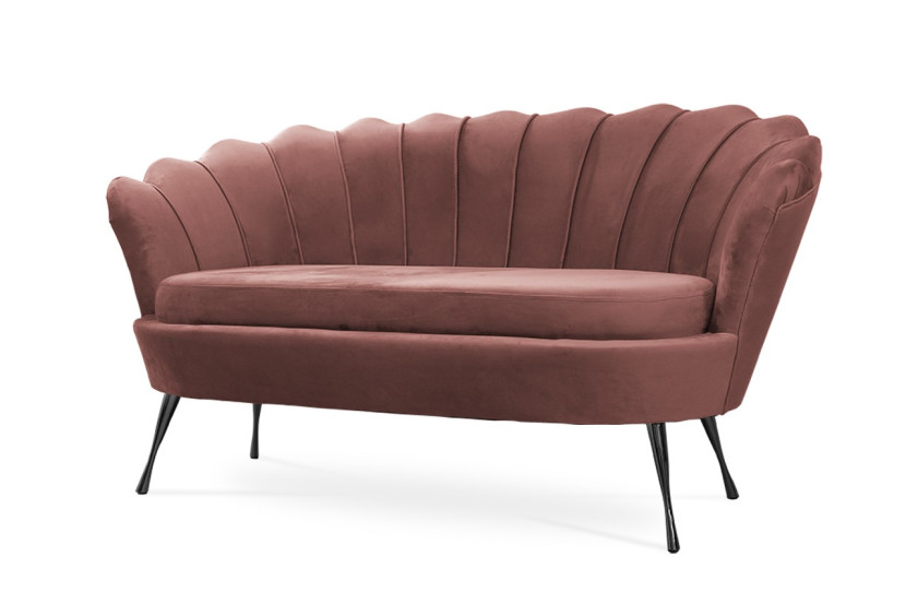 Sofa tapicerowana Muszelka antyczny róż noga Czarna Glamur 318237