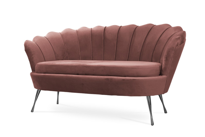 Sofa tapicerowana Muszelka antyczny róż noga Srebrna Glamur 318241
