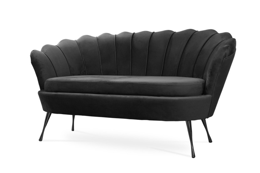 Sofa tapicerowana Muszelka glamour czarna noga Czarna 318233