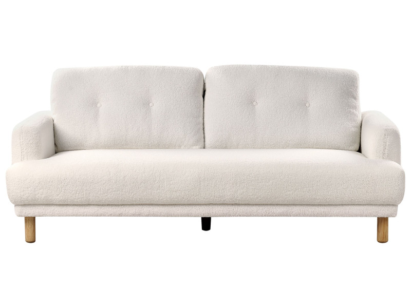 Sofa tapicerowana z drewnianymi nóżkami biała 452634