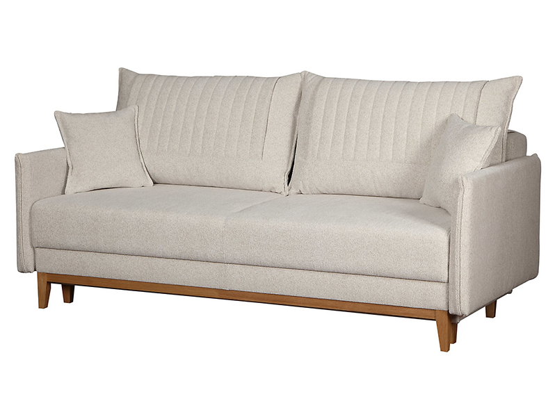 Sofa trzyosobowa Aling rozkładana z pojemnikiem beżowa 54154