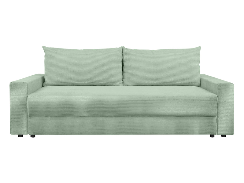 Sofa trzyosobowa Garcia rozkładana z pojemnikiem welurowa miętowa 432712