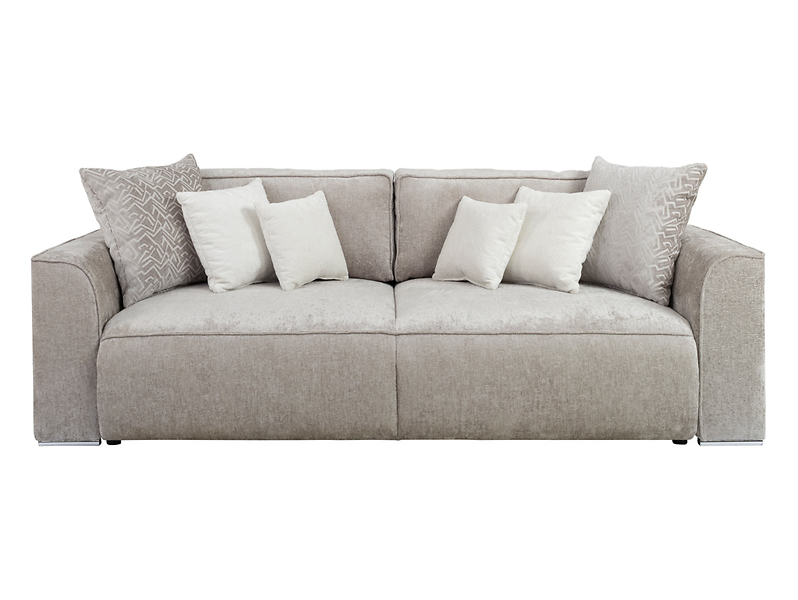 Sofa trzyosobowa Kami rozkładana z pojemnikiem szenilowa beżowa 291838