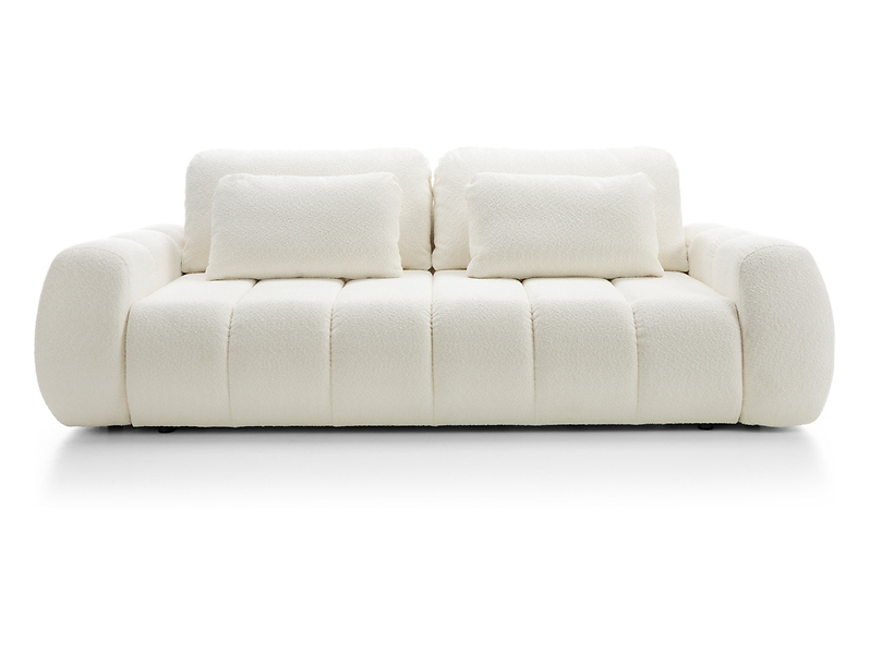 Sofa trzyosobowa Mooma rozkładana z pojemnikiem kremowa 390659