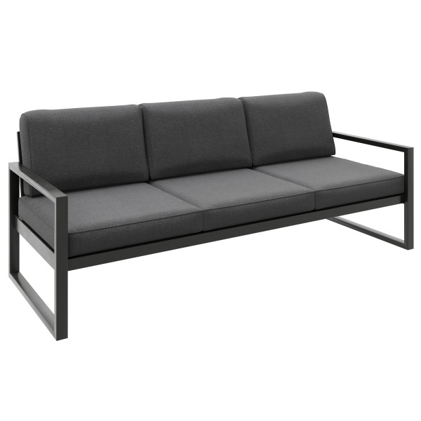 Sofa trzyosobowa ogrodowa STELLA ciemny szary – metalowy, 1022614