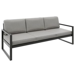 Sofa trzyosobowa ogrodowa STELLA szary – metalowy, wodoodporny na taras 1022619 Sofa trzyosobowa ogrodowa STELLA szary – metalowy, wodoodporny na taras 1022619