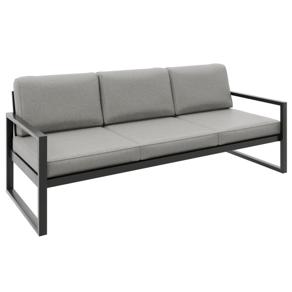 Sofa trzyosobowa ogrodowa STELLA szary – metalowy, wodoodporny na taras 1022619